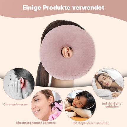 Topzora pīrsinga spilvens ar caurumu – donuta spilvens sānu gulētājiem ausu sāpju mazināšanai, pīrsinga spilvens sānu gulētājiem ausu sāpju mazināšanai, donuta ausu spilvens – rozā