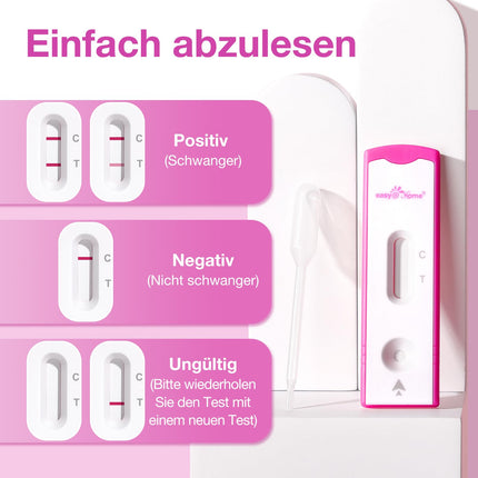 Easy@Home 10 grūtniecības testi Agrīns tests: agrīna noteikšana ar augstu jutību 10 mSV/ml Ātra un uzticama HCG testa kasete precīziem rezultātiem