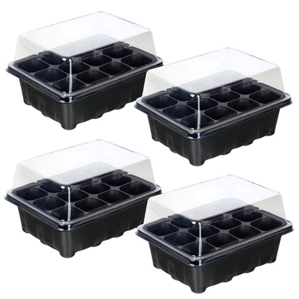 Schramm® 4 daļu audzēšanas komplekts siltumnīcas audzēšanas paplātes podiem iekštelpu siltumnīcai 18,5 x 15 x 8 cm 48 audzēšanas podiem audzēšanas komplekts mini siltumnīca melna