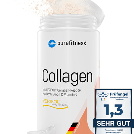 Purefitness Verisol® kolagēna pulveris 450 g [1.3. KLASE] ar BEAUTY formulu - patentēts Verisol® kolagēna peptīds - kolagēna pulveris ar hialuronskābi, biotīnu un C vitamīnu