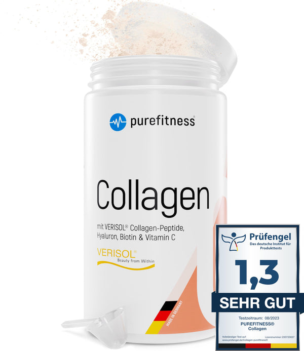 Purefitness Verisol® kolagēna pulveris 450 g [1.3. KLASE] ar BEAUTY formulu - patentēts Verisol® kolagēna peptīds - kolagēna pulveris ar hialuronskābi, biotīnu un C vitamīnu
