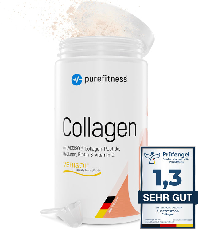 Purefitness Verisol® kolagēna pulveris 450 g [1.3. KLASE] ar BEAUTY formulu - patentēts Verisol® kolagēna peptīds - kolagēna pulveris ar hialuronskābi, biotīnu un C vitamīnu