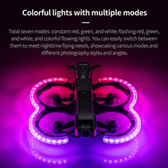 LICHIFIT propelleru aizsargs pret sadursmēm ar zibspuldzes LED gaismām DJI AVATA2 dronam propelleru aizsargs bufera gredzens brīdinājuma mirgojoša gaisma apgaismots TPU pārsegs ādai
