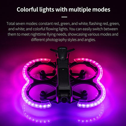 LICHIFIT propelleru aizsargs pret sadursmēm ar zibspuldzes LED gaismām DJI AVATA2 dronam propelleru aizsargs bufera gredzens brīdinājuma mirgojoša gaisma apgaismots TPU pārsegs ādai