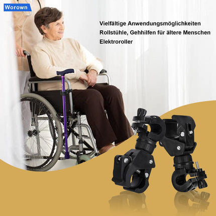 Worown 2 komplektu daudzfunkcionāls kruķu turētājs, spieķu turētājs, ratiņkrēsla nūjas turētājs ratiņkrēsliem Fiksēti lukturīši, lietussargi, universāls kruķu turētājs