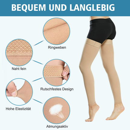 Evolyline medicīniskās kompresijas zeķes sievietēm un vīriešiem 20-30 mmHg, II klases augšstilba garuma kompresijas zeķes, atbalsta zeķes bez pēdiņas ar silikona joslu pakāpeniskam atbalstam varikozām vēnām