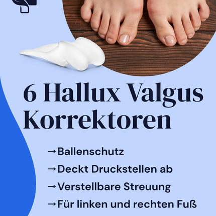 YogaMedic® Hallux valgus korektors lielajam pirkstam - 6 daļas - Atbalsts hallux valgus un bunionu korekcijai - Hallux valgus ortoze vienā izmērā, izgatavota no mīksta silikona - 0% BPA
