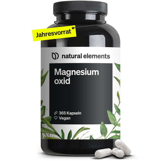 Magnijs - 365 kapsulas (gada deva) - 667 mg, no kuriem 400 mg elementārā magnija vienā kapsulā - Laboratorijā pārbaudīts, lielas devas, vegāns