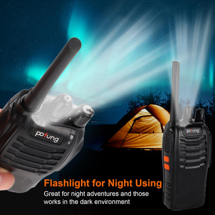 pofung rācijas profesionālās rācijas PMR446 baofeng Talkies 88E/888S rokas rotaļu rācija, rācija ar LED lukturīti un austiņām, USB savienojumu (2 gab.), 94*45*30mm, melnas