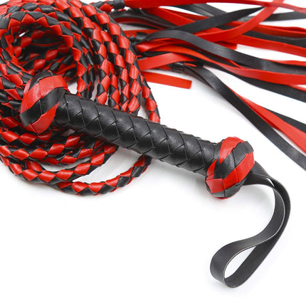 Rapidly Whip ādas jāšanas plecu soma, 8 melnas, sarkanas, pītas pušķīšu pātagas, fetiša, BDSM seksa rotaļlietu aksesuāri skatuves izrādēm