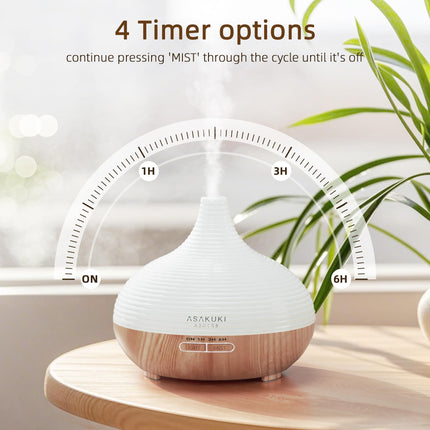 ASAKUKI 300ml aromātu difuzors smaržeļļām, augstākās kvalitātes ultraskaņas mitrinātājs, aromterapijas eļļu difuzors ar 7 krāsu LED gaismu, BPA nesaturošs guļamistabai, birojam, spa