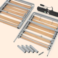Geriafy - Elektriski regulējams redeļu rāmis Home Silver | 90x200 cm | Pastiprināts un kompakts | Vadu tālvadības pults