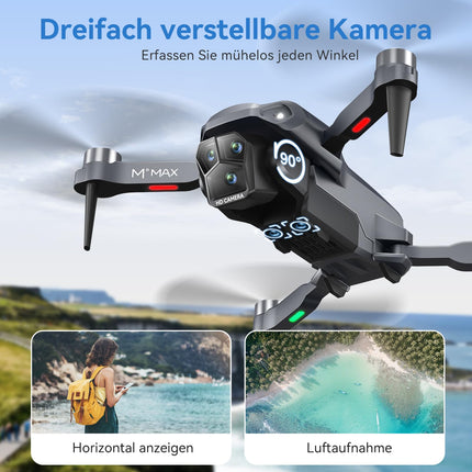 HYTOBP M°max drons ar 1080P kameru pieaugušajiem, droni bērniem, bezsuku motors, tālvadības drons, 3 baterijas, 5G WiFi, augstuma noturēšana, pacelšanās/nosēšanās ar vienu pogu, bezgalvas režīms, 3D apgriešana