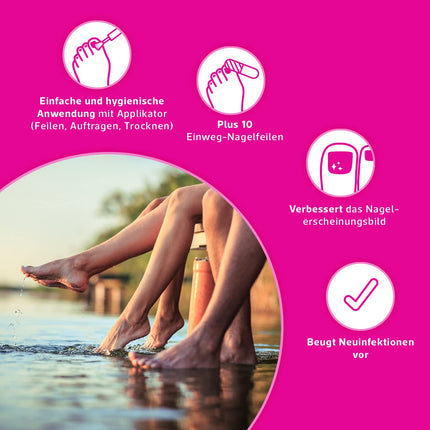 Emcur® serums | ar ārstēšanas plānu | ar 10 nagu vīlēm | Kāju nagi | Roku nagi kā pudele ar aplikatoru | 5 ml pietiek līdz 3 mēnešiem