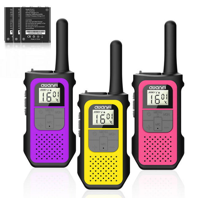 AWANFI uzlādējama rācija ar 1200mAh akumulatoru, rācija pieaugušajiem un bērniem, 16 kanālu divvirzienu radio komplekts, rācija kempingam
