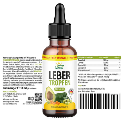 Landgut Leber pilieni | pagatavots no tīrām augu eļļām | piemērots sievietēm un vīriešiem | 30 ml saturs vienā pudelē 1x