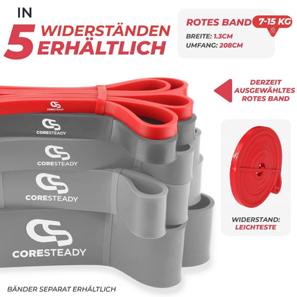 Coresteady fitnesa lente un gumijas lente sportam – izturīga gumijas pievilkšanās lente vīriešiem un sievietēm – spēka treniņiem un muskuļu veidošanai – treniņiem, fitnesam, pievilkšanās palīglīdzekļiem – fitnesa lente