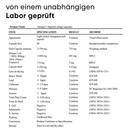 Omega 3 vegāns no aļģu eļļas 140 mīkstās kapsulas | 600 DHA un 300 EPA+ E vitamīns vienā dienas devā | apm. 3 mēnešu krājumi, ieskaitot tablešu kastīti | laboratoriski pārbaudīts | augsta biopieejamība