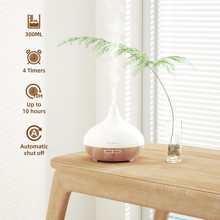 ASAKUKI 300ml aromātu difuzors smaržeļļām, augstākās kvalitātes ultraskaņas mitrinātājs, aromterapijas eļļu difuzors ar 7 krāsu LED gaismu, BPA nesaturošs guļamistabai, birojam, spa