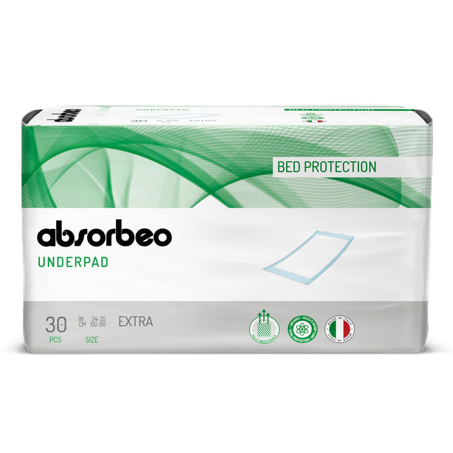 Absorbeo EXTRA gultas aizsargi, 30 iepakojumā, īpaši sauss efekts, pilnīga aizsardzība, hipoalerģiski, pilnībā elpojoši, izmērs 60 x 90 cm