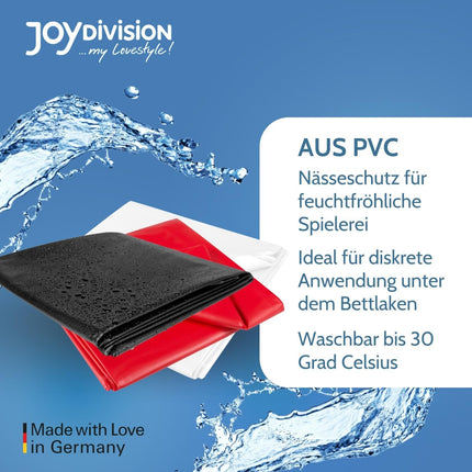 JOYDIVISION SexMAX WetGAMES palags, melns | Palags 180 x 220 cm | PVC palags partneru spēlēm un masāžām | Aizsardzība pret mitrumu gultai | Mazgājams līdz 30°C temperatūrā | Ūdensizturīgs | Palags