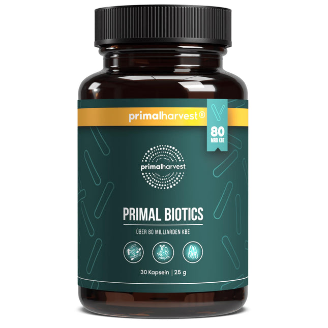 Primal Harvest ® Biotics - 30 kapsulas - 15 baktēriju celmi - 80 miljardi CFU + inulīns un dzīvās kultūras - laboratoriski pārbaudītas - zarnās šķīstošās kapsulas