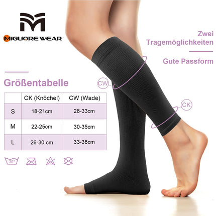 Migliore Wear 2 pāru kompresijas zeķes sievietēm un vīriešiem, 20-30 mmHg | 2. klases medicīniskās kompresijas zeķes, pakāpeniskas atbalsta zeķes, trombozes zeķes
