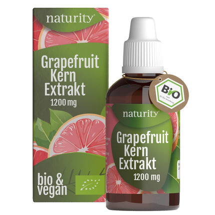 Bioloģisks greipfrūtu sēklu ekstrakts, 1200 mg bioflavonoīdu/100 ml, sertificēta bioloģiska kvalitāte, vegāns un ražots Vācijā, viegli un tīri lietojams