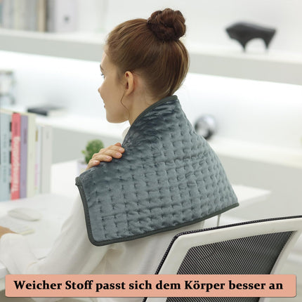 Letitwell sildīšanas spilventiņš, sildīšanas spilventiņš ar automātisku izslēgšanu, sildīšanas spilventiņš mugurai, kaklam, pleciem, vēderam, mīksta flaneļa virsma (30 x 60 cm)