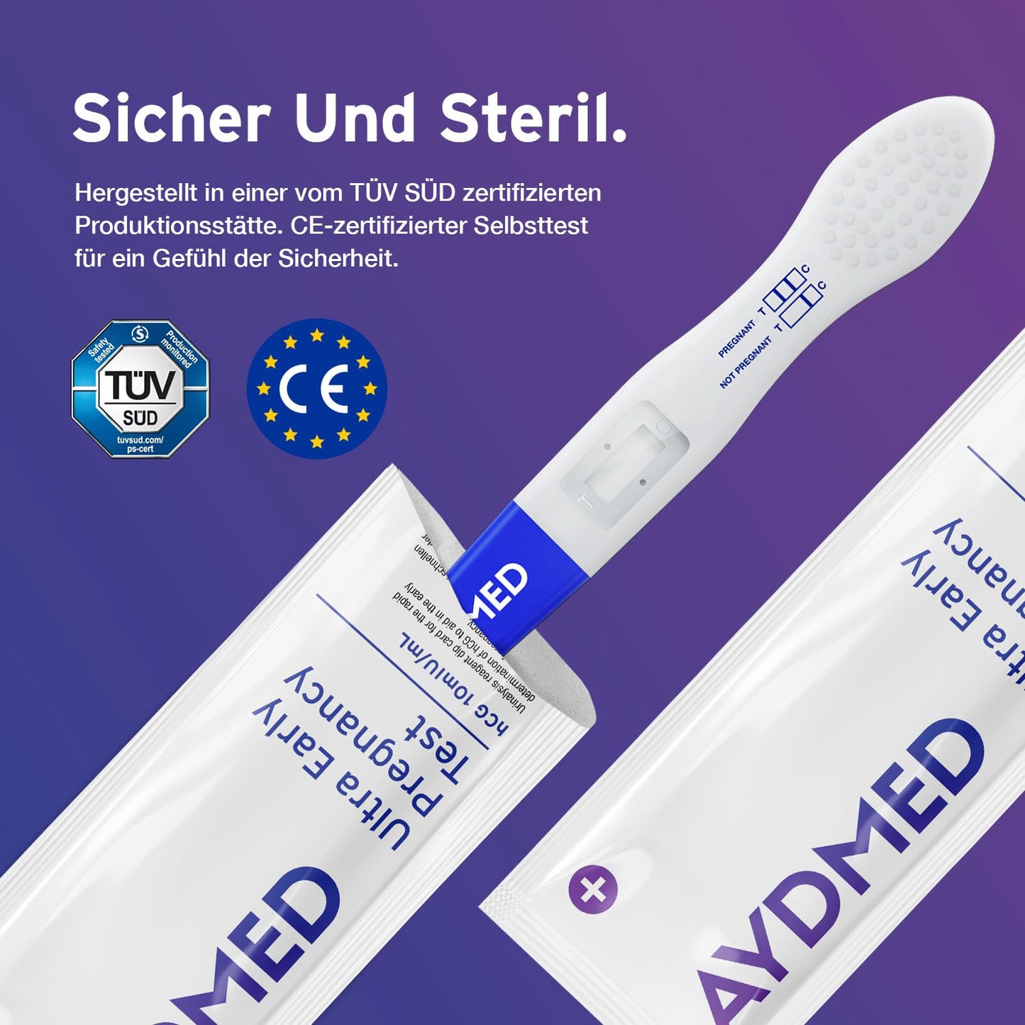 5 x Aydmed Profi agrīnās grūtniecības testi | Īpaši jutīgs grūtniecības tests grūtniecības noteikšanai urīnā | Precizitāte virs 99% | Tests 6 dienas pirms aizkavētajām menstruācijām