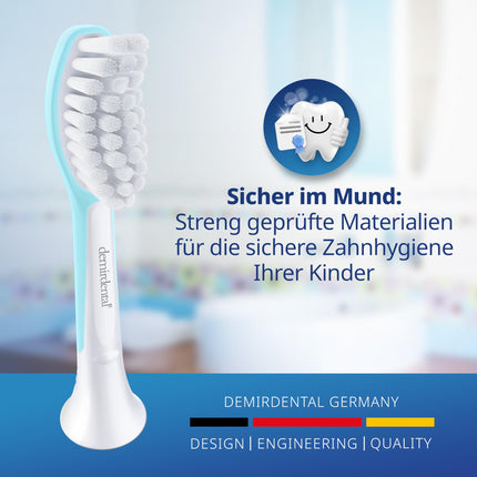 Demirdental rezerves birstes bērniem, piemērotas Philips Sonicare rezerves birstēm Kids, bērnu Sonic zobu birstes, bērnu rezerves birstes no 7 gadu vecuma, atbilst HX6044, tirkīza krāsā, 8 gabalu komplekts