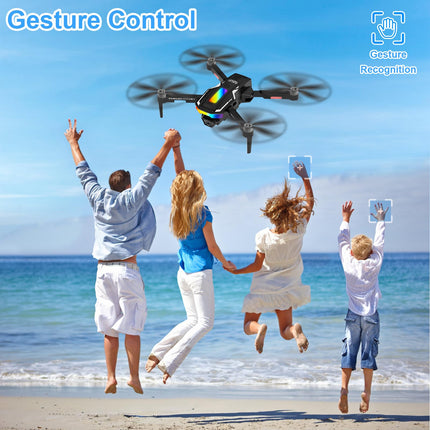 Drons ar 4K kameru, GuKKK mini drons ar 2 HD kamerām, salokāms FPV drona tiešraides pārraide, elektriski regulējama kamera ar 2 baterijām, RC droni WiFi FPV pārraides kvadrokopteris iesācējiem