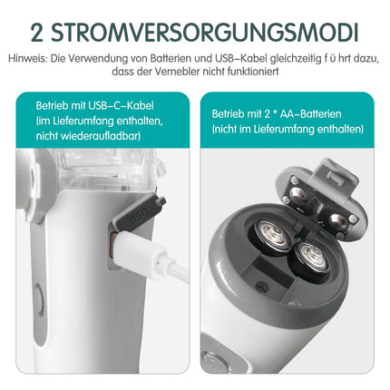 Inhalators bērniem, inhalators pieaugušajiem un bērniem, kluss smidzinātājs, pārnēsājamie inhalatori elpceļu slimībām, inhalators ar iemutni un 2 maskām - pelēks