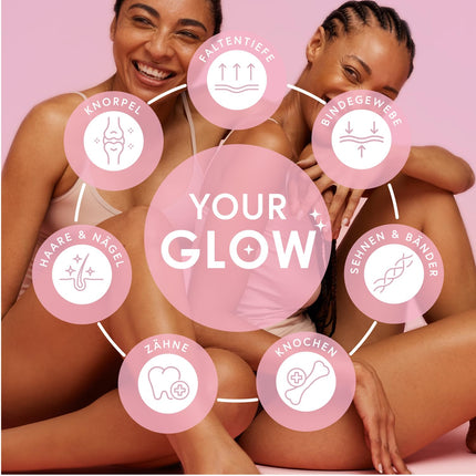 MORE Glow - kolagēna peptīdi un hialuronskābe, augstākās kvalitātes kolagēna un hialuronskābes pulveris ar varu, C vitamīnu un L-glicīnu, 300 g bundža, atbalsta svaigu ādu un saistaudus, neitrāls, ražots Vācijā