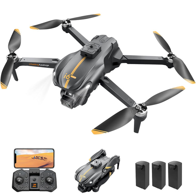 Mingfuxin drons ar kameru iesācējiem, FPV salokāms RC drons kvadrokopters bērniem un pieaugušajiem ar šķēršļu apiešanas funkciju, bezsuku motors, vienas pogas iedarbināšana/izslēgšana, 360° pagrieziens