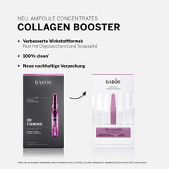BABOR 3D nostiprinoša, pretnovecošanās seruma ampulas sejai, ar hialuronskābi lielākam tvirtumam, vegāniska formula, ampulu koncentrāti, 7 x 2 ml atsvaidzinoša