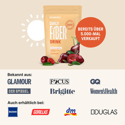 BRAINEFFECT DAILY FIBER - Šķiedrvielu dzēriens ar 9 šķiedrvielu avotiem gremošanai un apetītes veicināšanai - Inavea™ Mix ar psyllium sēklām, vitamīniem un citām vielām - Bez cukura - 330 g (30 porcijas)
