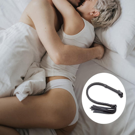 Whip Sex Hard, ādas pātaga, 85 cm bullpātaga, BDSM pātaga, SM Sex Strap Flogger zamšādas seksa rotaļlietai Cosplay (melna)