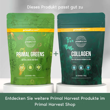 Primal Harvest Super Greens pulveris ar 27 augu savienojumiem, tostarp spirulīnu un kviešu dīgstiem, 30 porcijas
