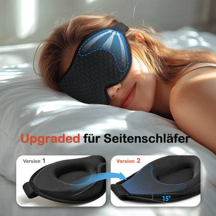 INNELO 3D miega maska ​​vīriešiem un sievietēm, 2025. gada sānu uzlabota acu maska ​​sānu gulētājiem, 100% gaismu bloķējoša ergonomiska miega maska ​​ar ērtām bezspiediena acu ligzdām ceļojumiem, melna