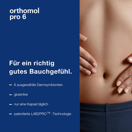 Orthomol Pro 6 - ar atlasītu zarnu simbiontu un C vitamīna kombināciju, 30 dienas porcijas