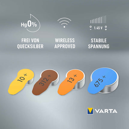 VARTA dzirdes aparātu baterijas, 312. tips, brūnas, 60 baterijas, uzglabāšanas iepakojums, barošana pēc pieprasījuma, bezvadu apstiprinājums, p 312 izmērs dzirdes aparātiem un dzirdes palīglīdzekļiem, ražotas Vācijā