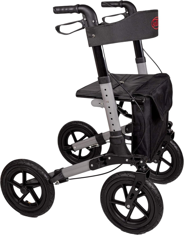 Antar ceļojumu rollators ar pneimatiskajām riepām, vairākkārt salokāms transportēšanai. AT51036