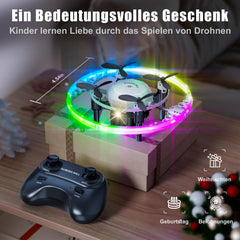 Mini drons bērniem ar LED gaismām, augstuma noturēšanu un bezgalvas režīmu, 360° apgriežams RC kvadrokopters, dāvanas, rotaļu helikoptera drons bērniem no 8 gadu vecuma un iesācējiem, zēniem un meitenēm