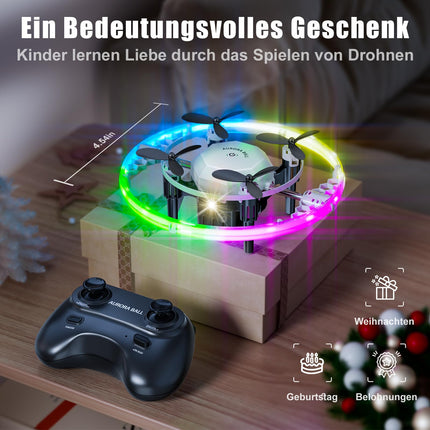 Mini drons bērniem ar LED gaismām, augstuma noturēšanu un bezgalvas režīmu, 360° apgriežams RC kvadrokopters, dāvanas, rotaļu helikoptera drons bērniem no 8 gadu vecuma un iesācējiem, zēniem un meitenēm