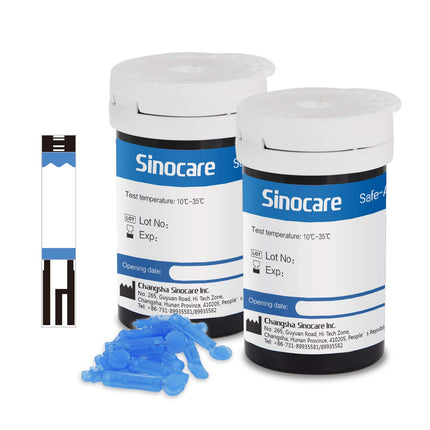sinocare Safe-Accu asins glikozes testa strēmeļu komplekts, 50 asins glikozes testa strēmeles (tikai Safe-Accu asins glikozes mērītāja testa uzvarētājam)