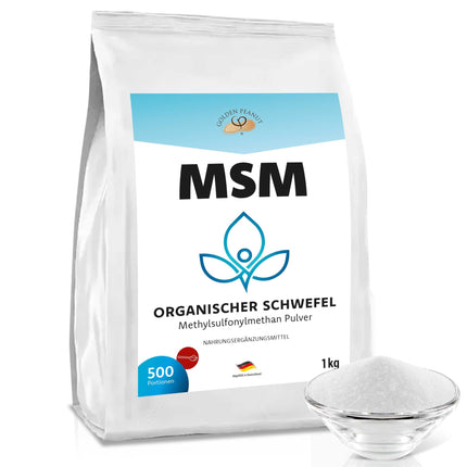 ZELTA ZEMESRIEKSTU MSM 1 kg, metilsulfonilmetāns, augstākā tīrība, organiskais sērs bez piedevām vai pretsalipes vielām