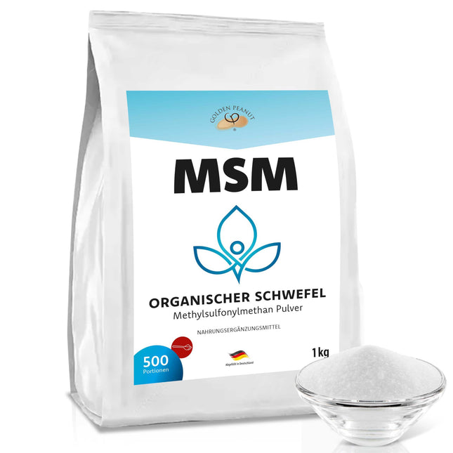 ZELTA ZEMESRIEKSTU MSM 1 kg, metilsulfonilmetāns, augstākā tīrība, organiskais sērs bez piedevām vai pretsalipes vielām