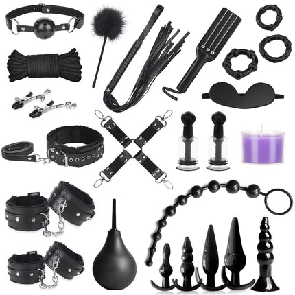 BDSMAGE Fesseln Sex Set 25 PCS BDSMs Spielzeug hart erotisches Sexspielzeug für Paare extrem Sex Toyset für Paar Set Bondageset Fessel Set SM Sexspielzeug extreme Paare (Schwarz - 25)