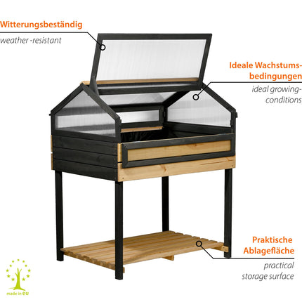 dobar® XXL paaugstināta dobe ar aukstā rāmja stiprinājumu - Liela priedes audzēšanas dobe - Dārzeņu un garšaugu dobe - 100 x 73 x 121,50 cm - Dabīgs antracīts, gaiši brūns